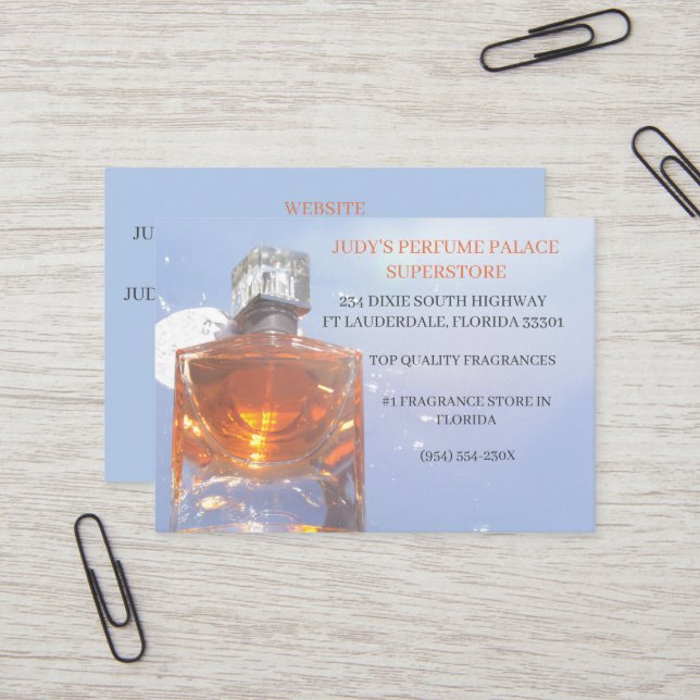 Store/Hersteller/Design Parfümflasche Visitenkarte (Vorderseite/Rückseite Beispiel)