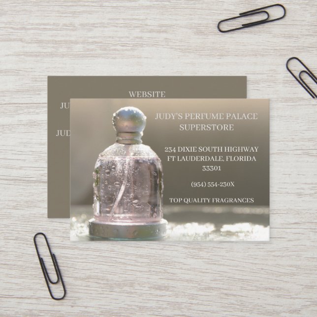 Store/Hersteller/Design Parfümflasche Visitenkarte (Vorderseite/Rückseite Beispiel)