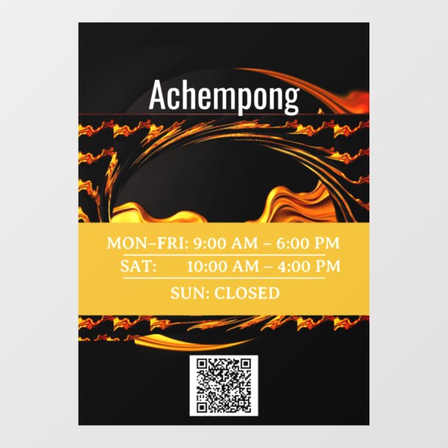 Storefront Sign: Achempong Gold Abstract Hour Disp Fensteraufkleber (Blatt)