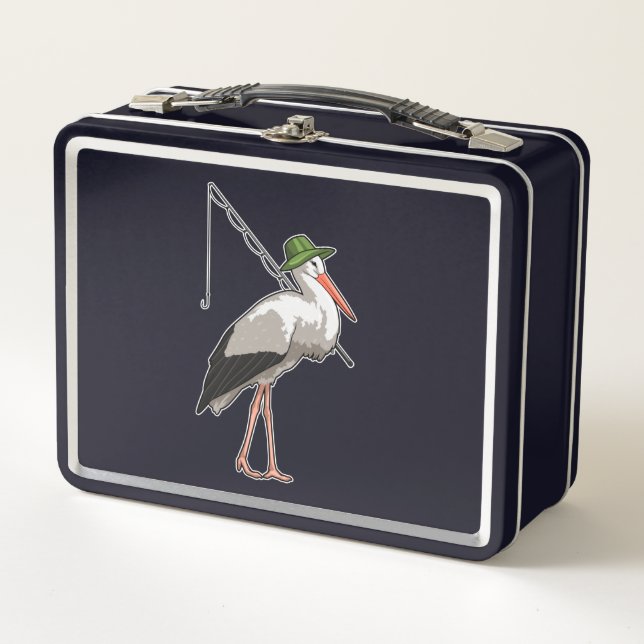 Stork at Fishing with Fishing rod Metall Brotdose (Vorderseite)