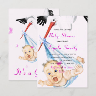 Stork avec Baby shower Invitation Exemple