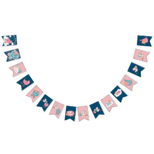 Stork Babies Rosa und blaue Babydusche Wimpelkette