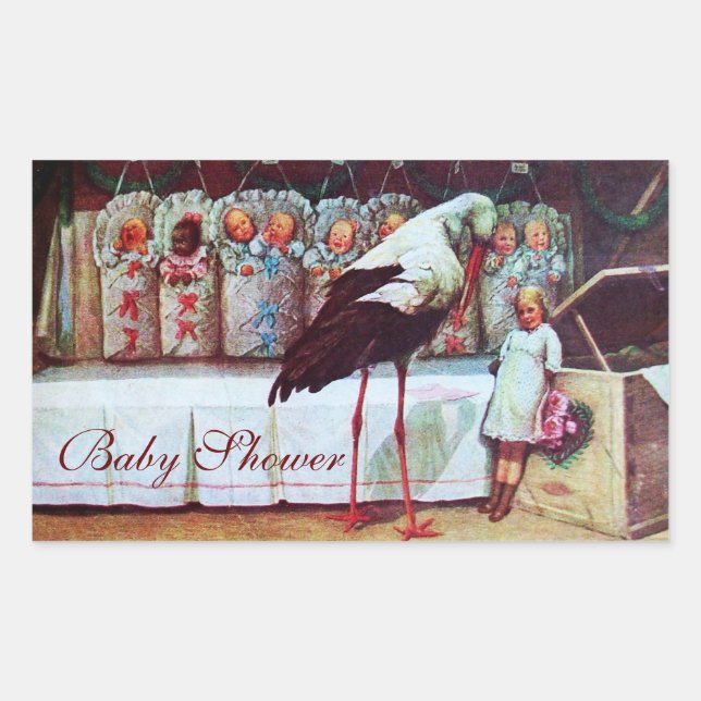 STORK BABY BOY DUSCHE 3 pink Rechteckiger Aufkleber (Vorderseite)