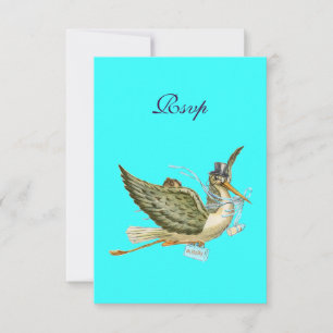 STORK BABY BOY DUSCHE, UAWG, Turquase RSVP Karte