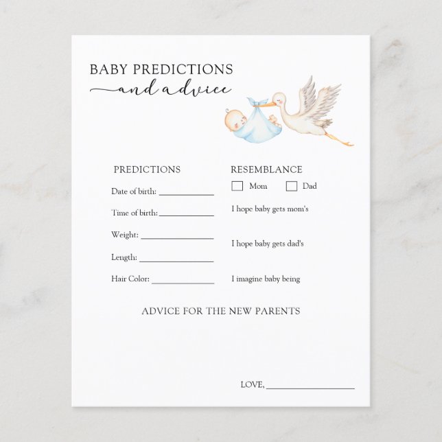 Stork Baby Boy Ratschläge und Vorhersagen (Vorderseite)