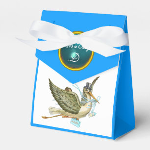 STORK BABY BOY SHOWER BLUE GEM STONE MONOGRAM GESCHENKSCHACHTEL