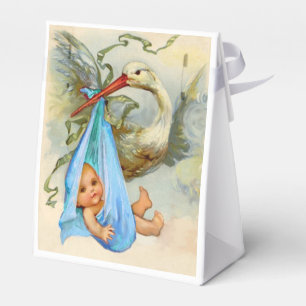 STORK BABY BOY SHOWER BLUE GEM STONE MONOGRAM GESCHENKSCHACHTEL