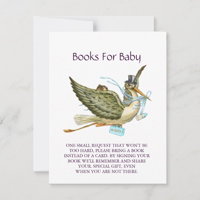 STORK BABY BOY SHOWER Blue White RSVP Karte (Vorderseite)