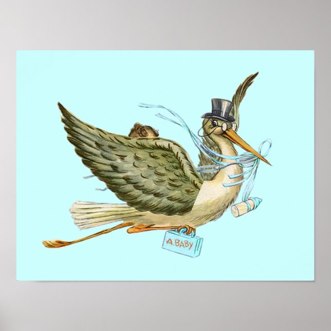 STORK BABY BOY SHOWER, Creme Poster (Vorne)