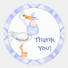 Stork & Baby Boy Vielen Dank Runder Aufkleber