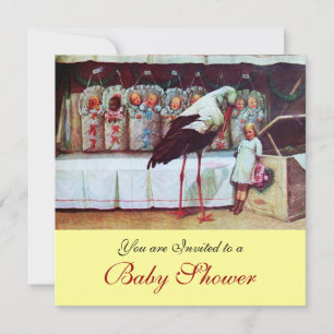 STORK BABY DUSCHE 3, gelb Einladung