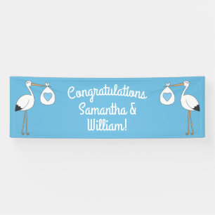 Stork Baby Dusche Blue Boy Banner