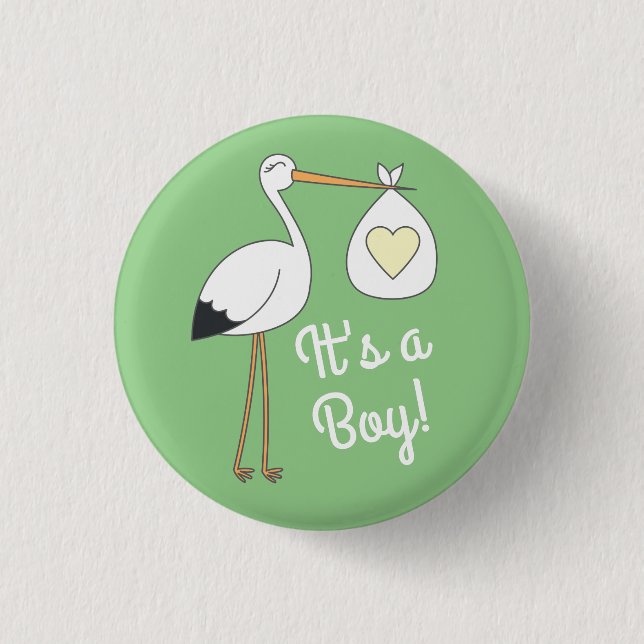 Stork Baby Dusche Grüner Frühling Button (Vorderseite)