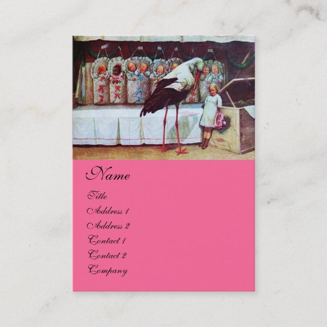 STORK BABY DUSCHE rosa Visitenkarte (Vorderseite)