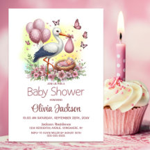 Stork Baby Girl Babydusche