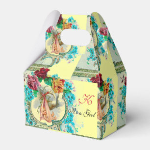 STORK BABY GIRL DUSCHMONOGRAM Gelb Geschenkschachtel
