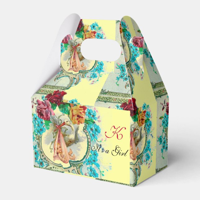 STORK BABY GIRL DUSCHMONOGRAM Gelb Geschenkschachtel (Vorderseite)