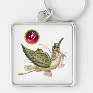 STORK BABY GIRL SHOWER GEM MONOGRAM SCHLÜSSELANHÄNGER