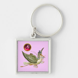 STORK BABY GIRL SHOWER GEM MONOGRAM SCHLÜSSELANHÄNGER