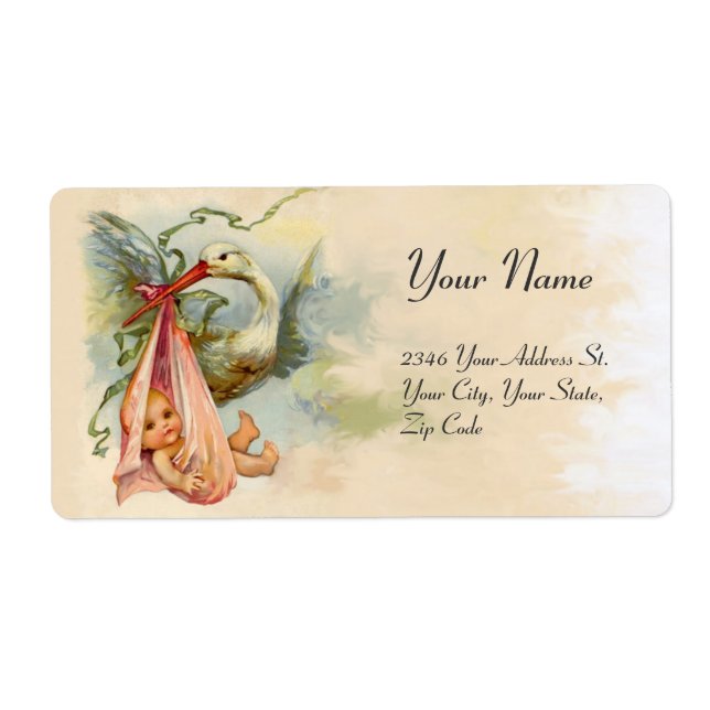 STORK BABY GIRL SHOWER PINK (Vorne)