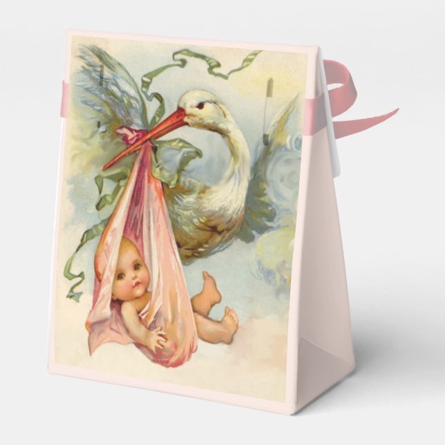 STORK BABY GIRL SHOWER PINK GEM STONE MONOGRAM GESCHENKSCHACHTEL (Rückseite)