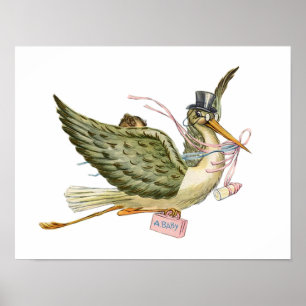 STORK BABY GIRL SHOWER POSTER
