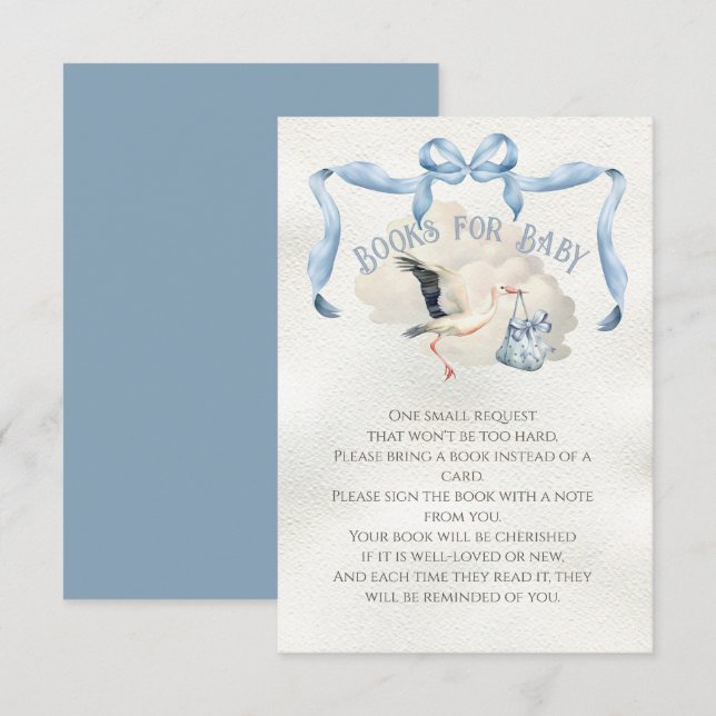 Stork Baby Showbücher für Babys Einladung (Vorne/Hinten)