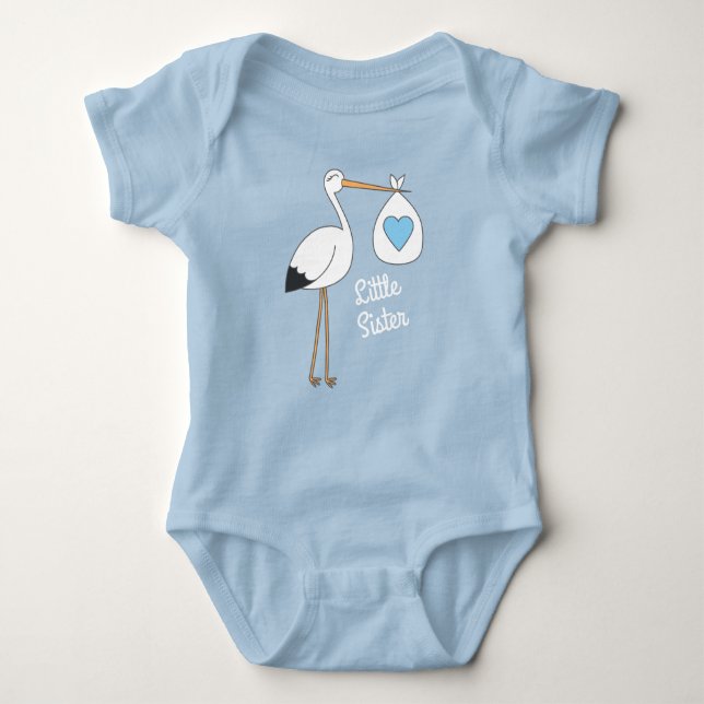 Stork Baby Shower Blue Boy Baby Strampler (Vorderseite)