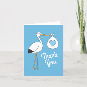 Stork Baby Shower Blue Boy Dankeskarte