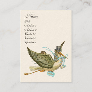 STORK BABY SHOWER Blue White Visitenkarte