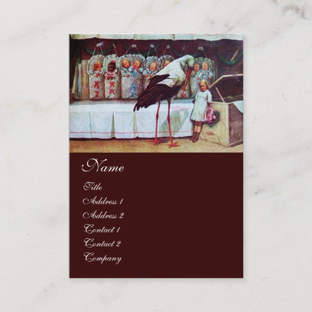 STORK BABY SHOWER braun Visitenkarte (Vorderseite)