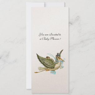 STORK BABY SHOWER, Champagner metallisch Einladung