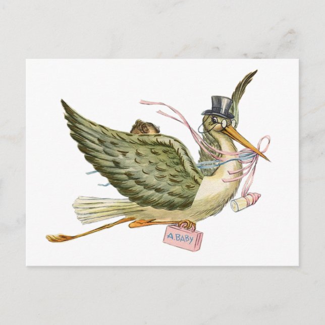 STORK BABY SHOWER EINLADUNGSPOSTKARTE (Vorderseite)
