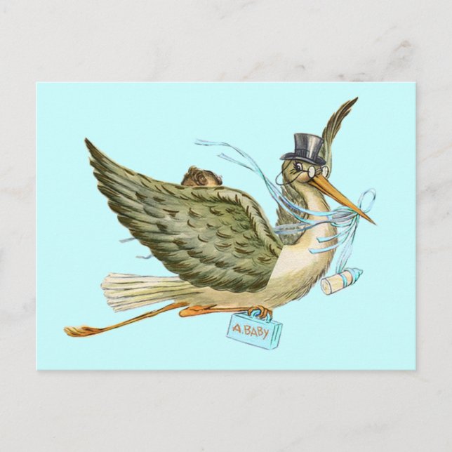 STORK BABY SHOWER EINLADUNGSPOSTKARTE (Vorderseite)