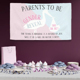 Stork Baby Shower Gender Reveal Party Banner