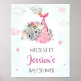 Stork Begrüßungsschild Party Girl Elefanten Plakat