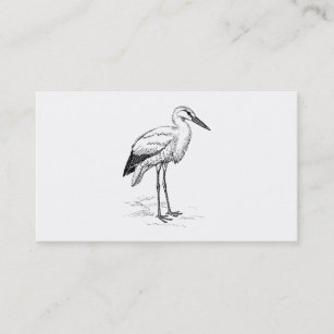 Stork Bird Black and White Cartoon Visitenkarte