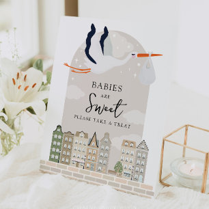 Stork Boho Baby Dusche Babys sind süße Favoriten Sockelschild