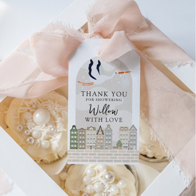 Stork Boho Baby Dusche Sprinkle Vielen Dank für Ih Geschenkanhänger (Boho Baby Shower Stork)