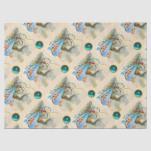 STORK BOY BABY SHOWER BLAUE GEMSTONES SEIDENPAPIER