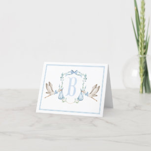 Stork Boy Preppy Southern Blue Baby Dusche Dankeskarte