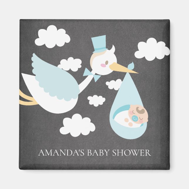 Stork Boys Baby Showdusche Gefallen Magnet (Vorne)