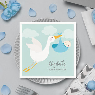 Stork Bundle Boy Baby Dusche Napkins Serviette