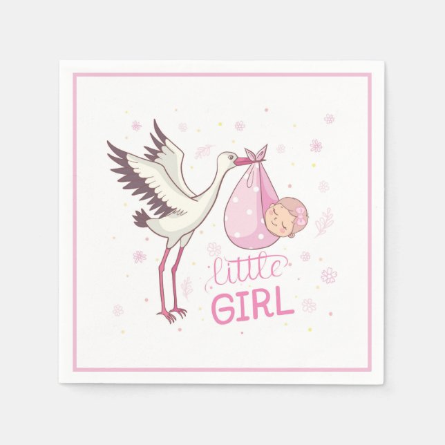 Stork Carry Baby Girl Serviette (Vorderseite)