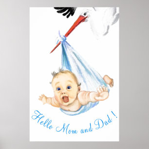 Stork Carry Baby Poster Malerei