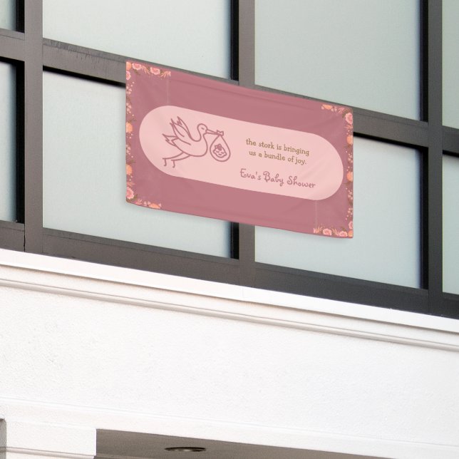 Stork Carry Baby Shower Banner (Äußeres Gebäude)