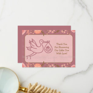 Stork Carry Baby Shower Dankeskarte