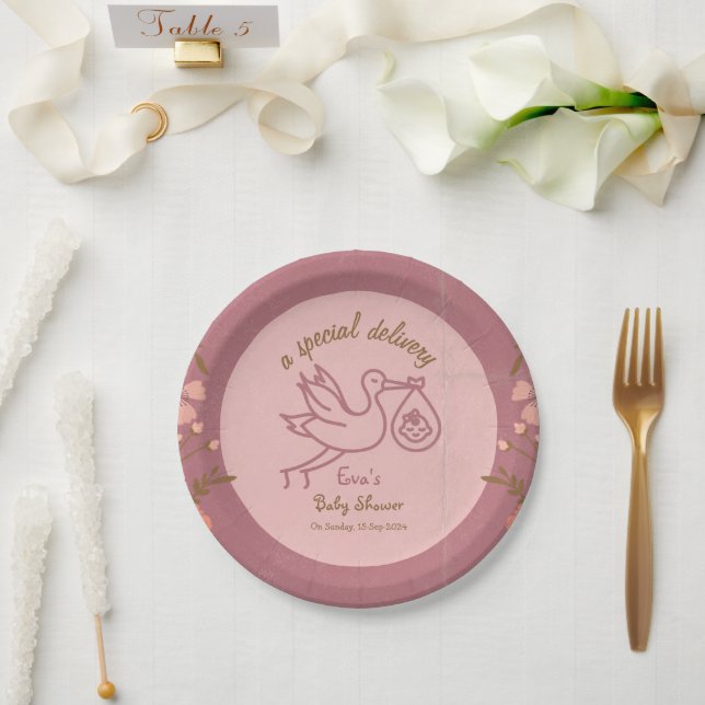 Stork Carry Baby Shower Pappteller (Hochzeit)