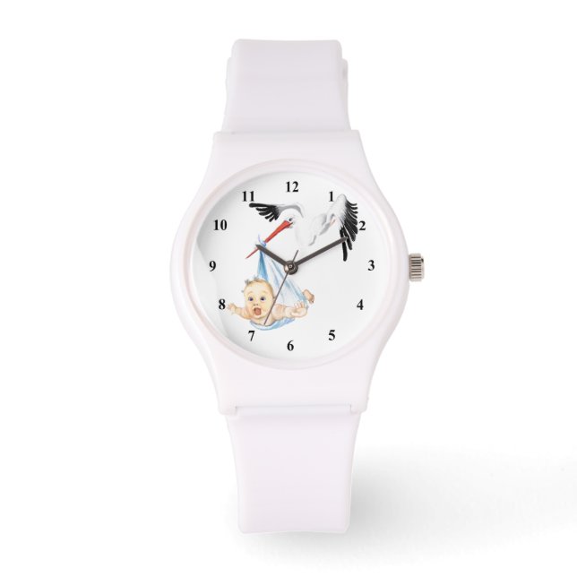 Stork Carry Baby Watch Geschenk - Spaß Armbanduhr (Vorderseite)