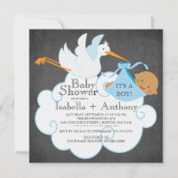 Stork Chalkboard African American Boy Baby Showdus